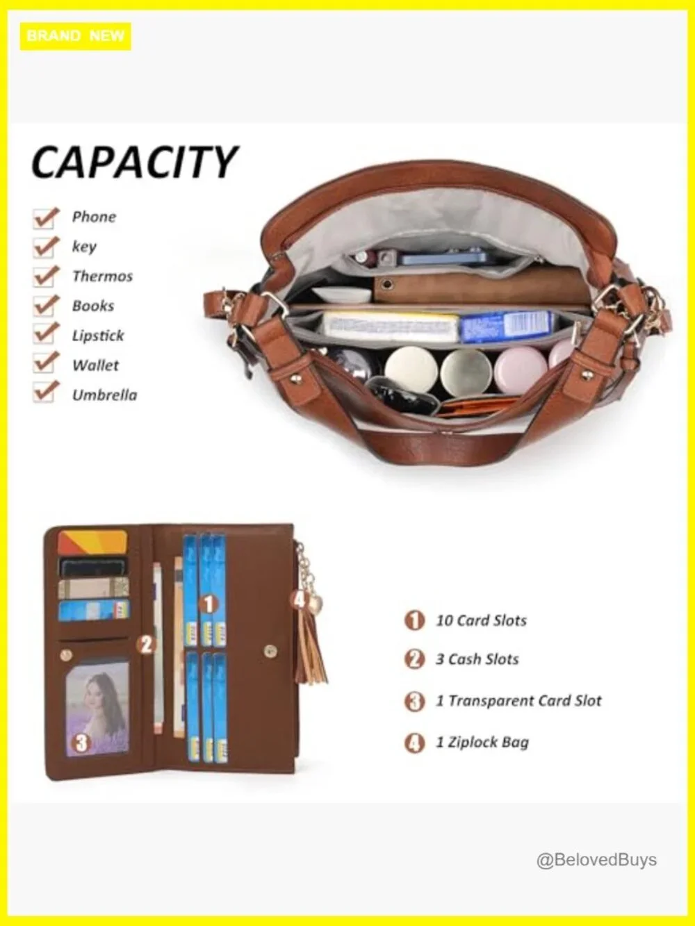 2pcs PU Leather Hobo Crossbody Bag Set with Wallet